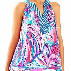 NWOT Lilly Pulitzer Achelle Tank Top Shirt Blouse Colony Coral Shell Out Size XS
